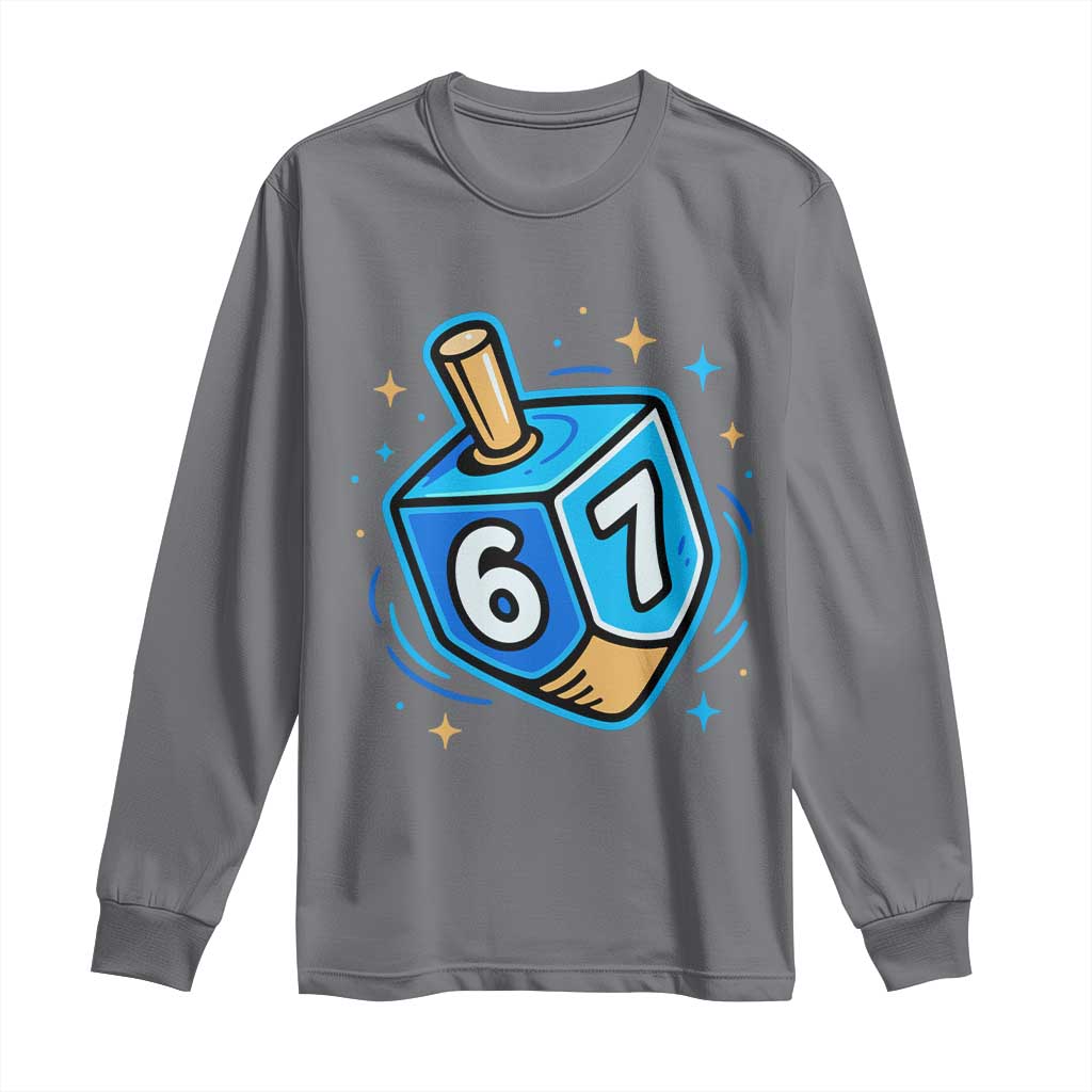 Funny 67 Hanukkah Dreidel Long Sleeve Shirt Chanukah Star Of David - Wonder Print Shop