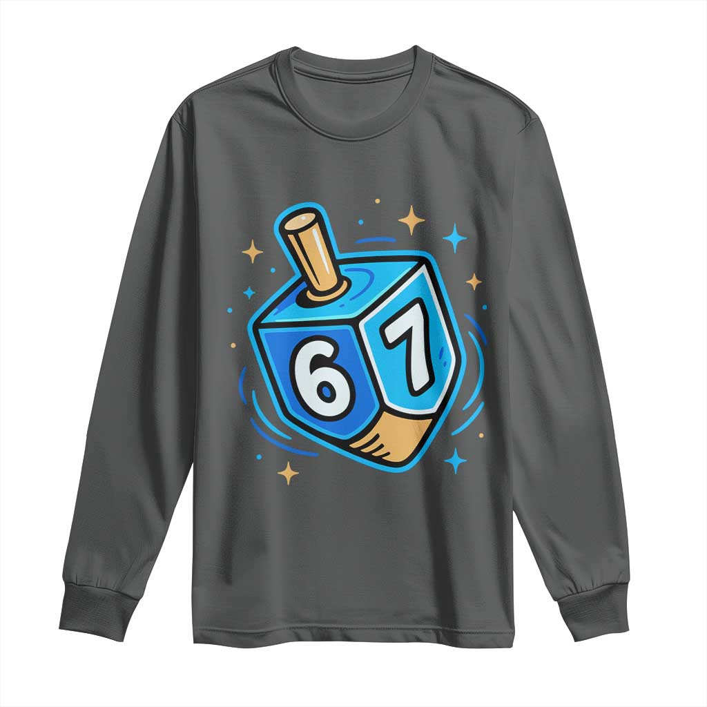 Funny 67 Hanukkah Dreidel Long Sleeve Shirt Chanukah Star Of David - Wonder Print Shop