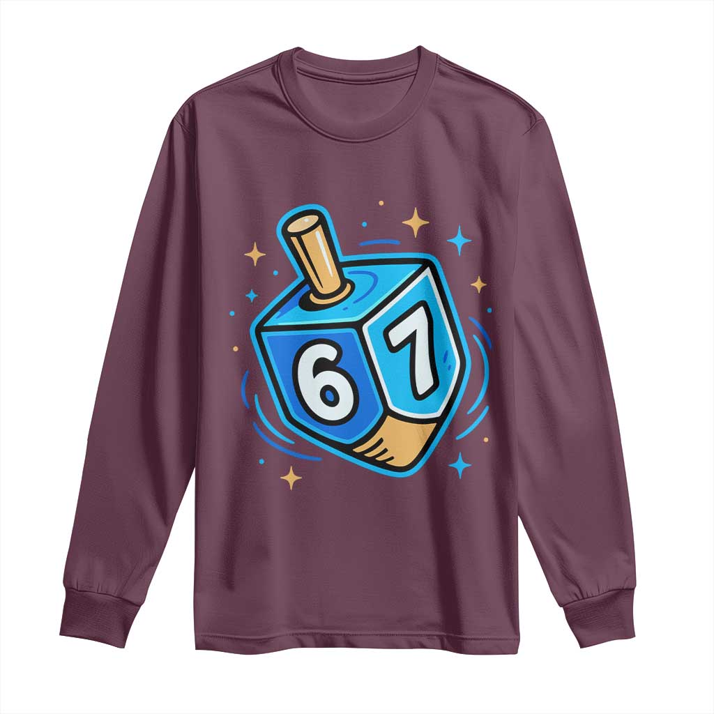 Funny 67 Hanukkah Dreidel Long Sleeve Shirt Chanukah Star Of David - Wonder Print Shop