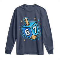 Funny 67 Hanukkah Dreidel Long Sleeve Shirt Chanukah Star Of David - Wonder Print Shop