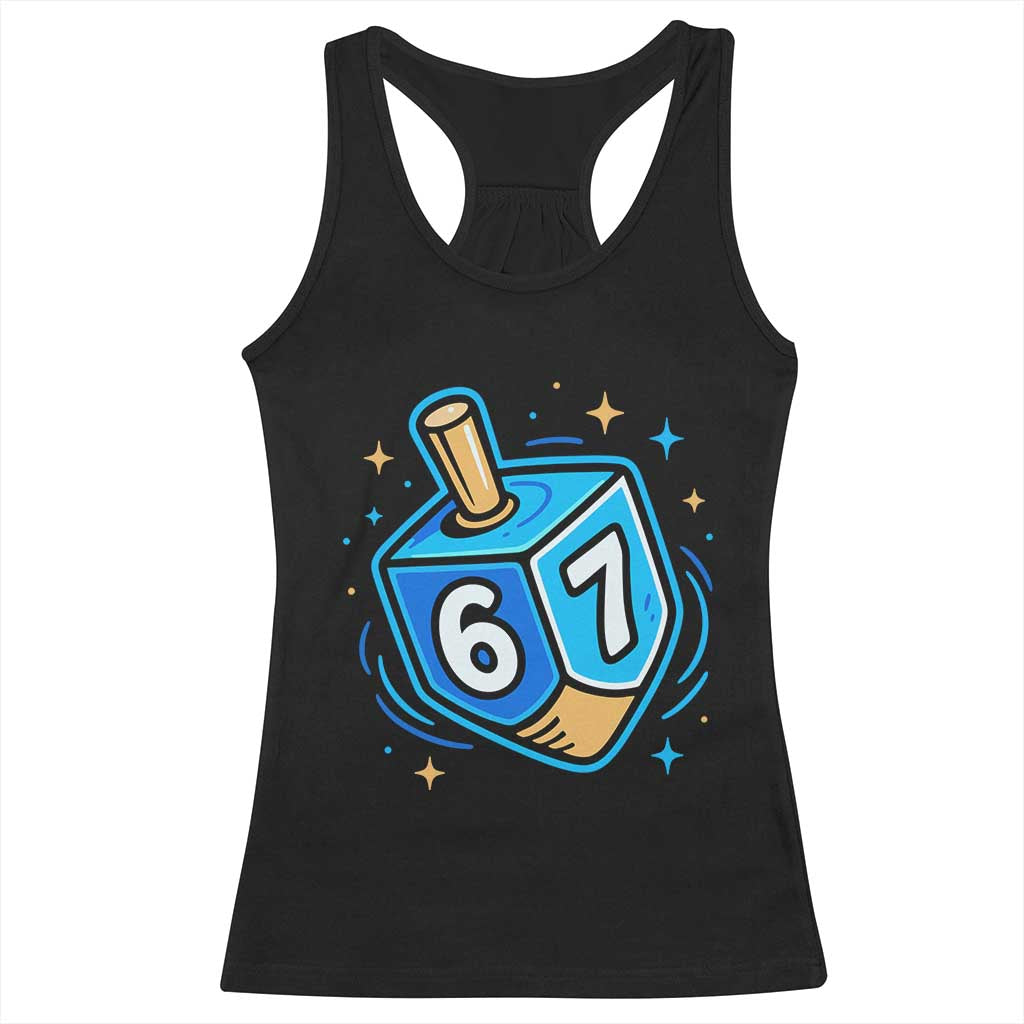 Funny 67 Hanukkah Dreidel Racerback Tank Top Chanukah Star Of David - Wonder Print Shop
