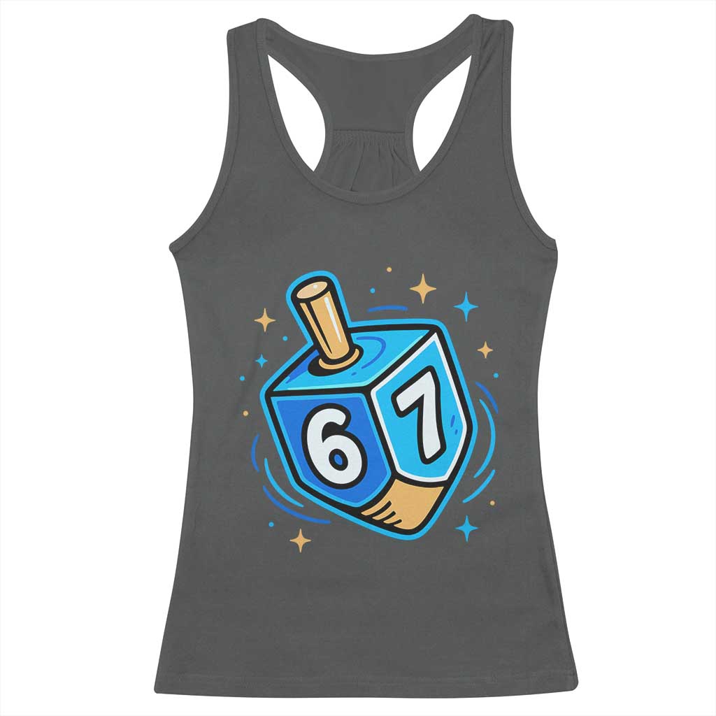 Funny 67 Hanukkah Dreidel Racerback Tank Top Chanukah Star Of David - Wonder Print Shop