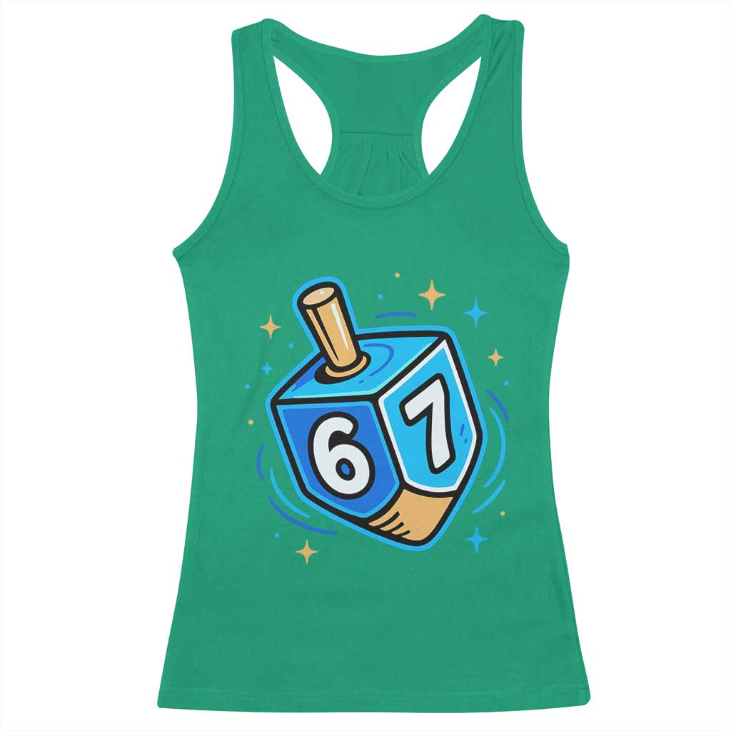 Funny 67 Hanukkah Dreidel Racerback Tank Top Chanukah Star Of David - Wonder Print Shop