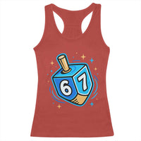 Funny 67 Hanukkah Dreidel Racerback Tank Top Chanukah Star Of David - Wonder Print Shop