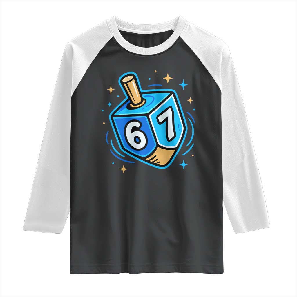 Funny 67 Hanukkah Dreidel Raglan Shirt Chanukah Star Of David - Wonder Print Shop
