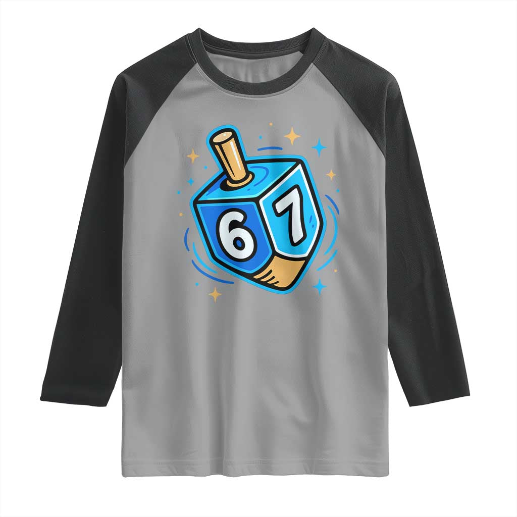 Funny 67 Hanukkah Dreidel Raglan Shirt Chanukah Star Of David - Wonder Print Shop