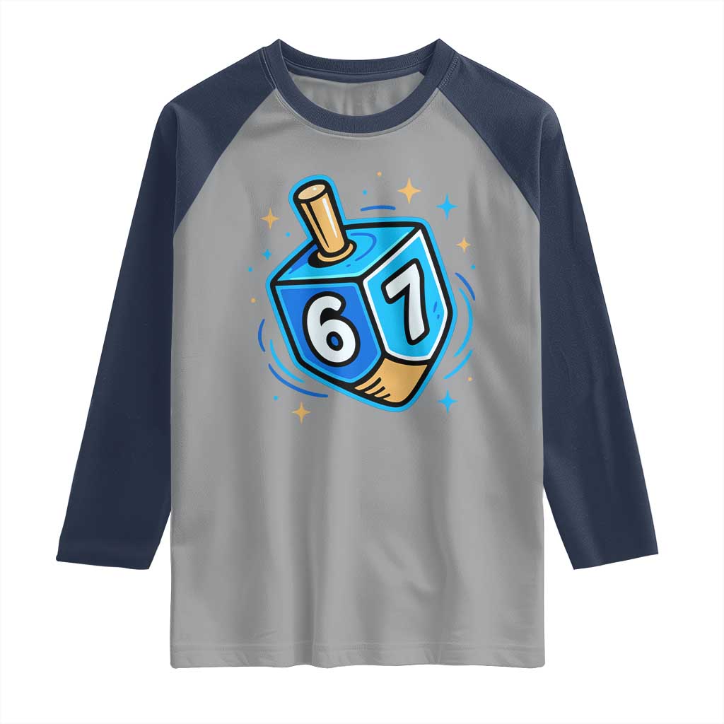 Funny 67 Hanukkah Dreidel Raglan Shirt Chanukah Star Of David - Wonder Print Shop