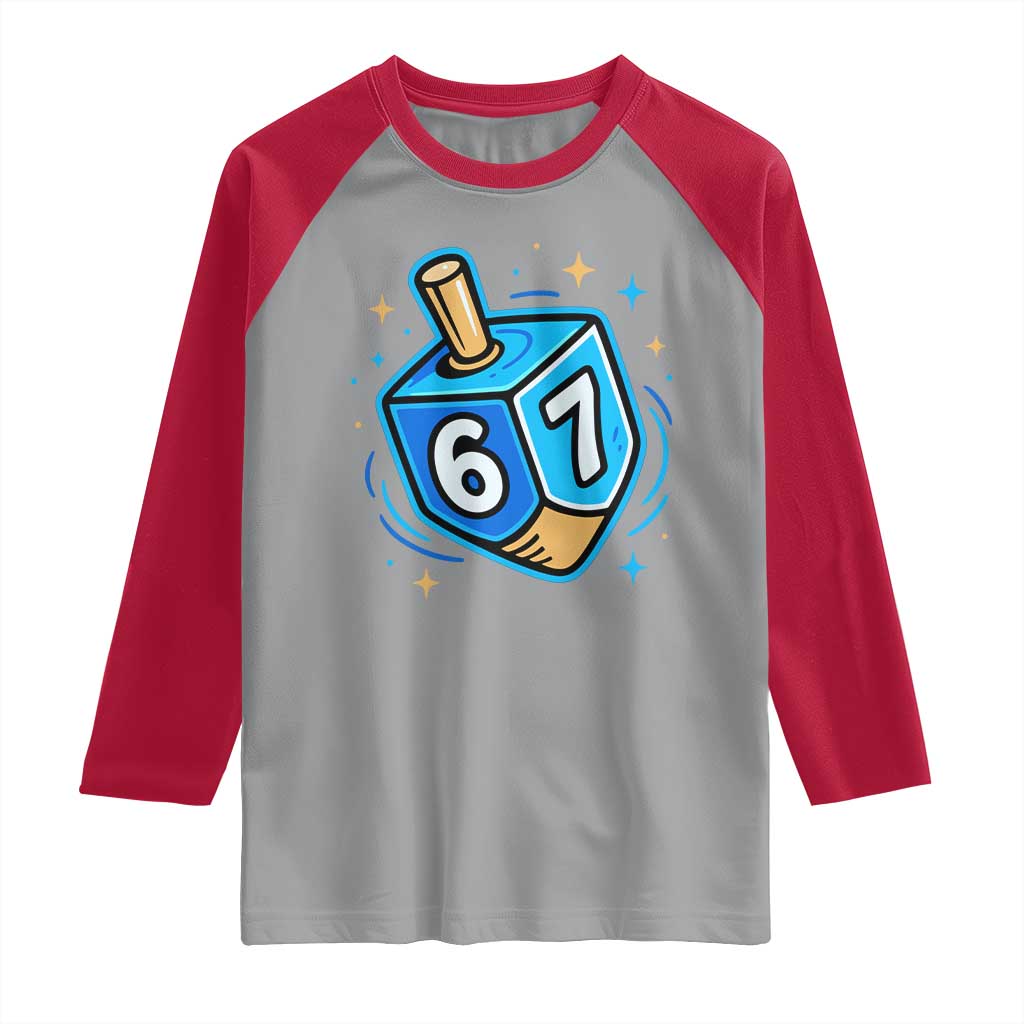 Funny 67 Hanukkah Dreidel Raglan Shirt Chanukah Star Of David - Wonder Print Shop