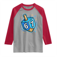 Funny 67 Hanukkah Dreidel Raglan Shirt Chanukah Star Of David - Wonder Print Shop
