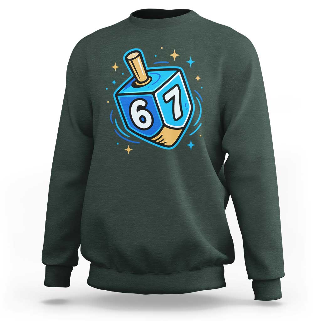 Funny 67 Hanukkah Dreidel Sweatshirt Chanukah Star Of David - Wonder Print Shop