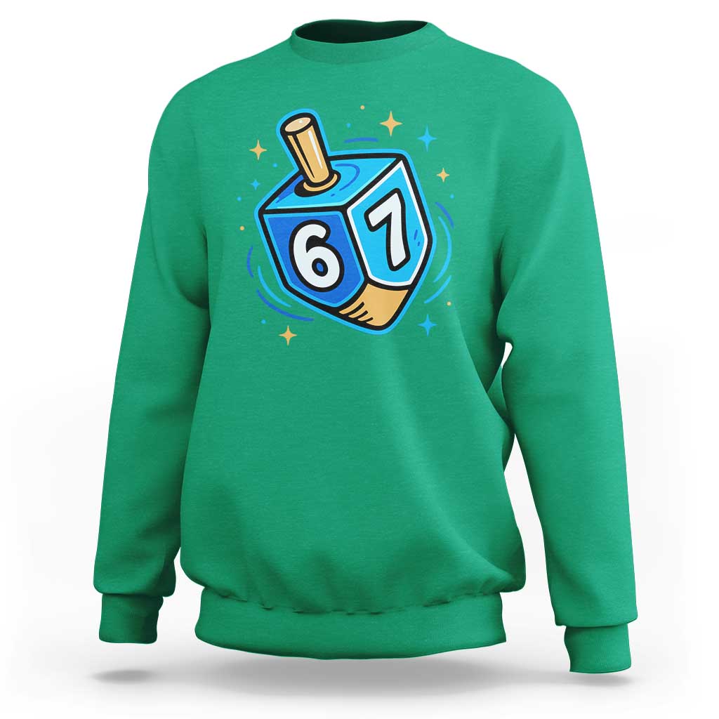 Funny 67 Hanukkah Dreidel Sweatshirt Chanukah Star Of David - Wonder Print Shop