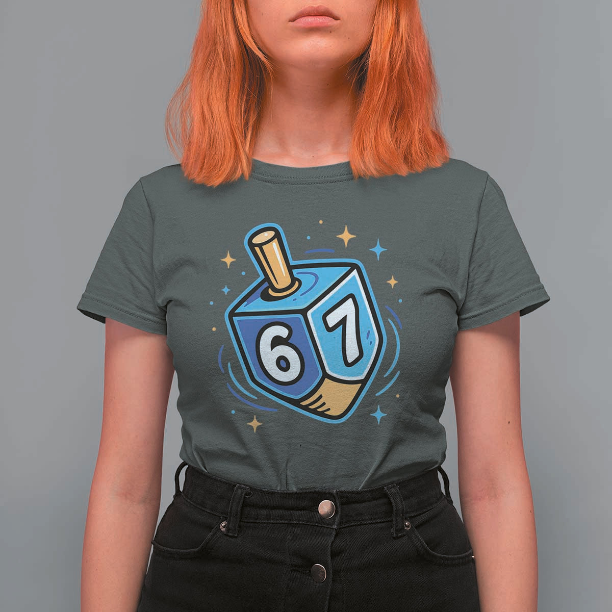 Funny 67 Hanukkah Dreidel T Shirt For Women Chanukah Star Of David - Wonder Print Shop