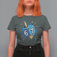 Funny 67 Hanukkah Dreidel T Shirt For Women Chanukah Star Of David - Wonder Print Shop
