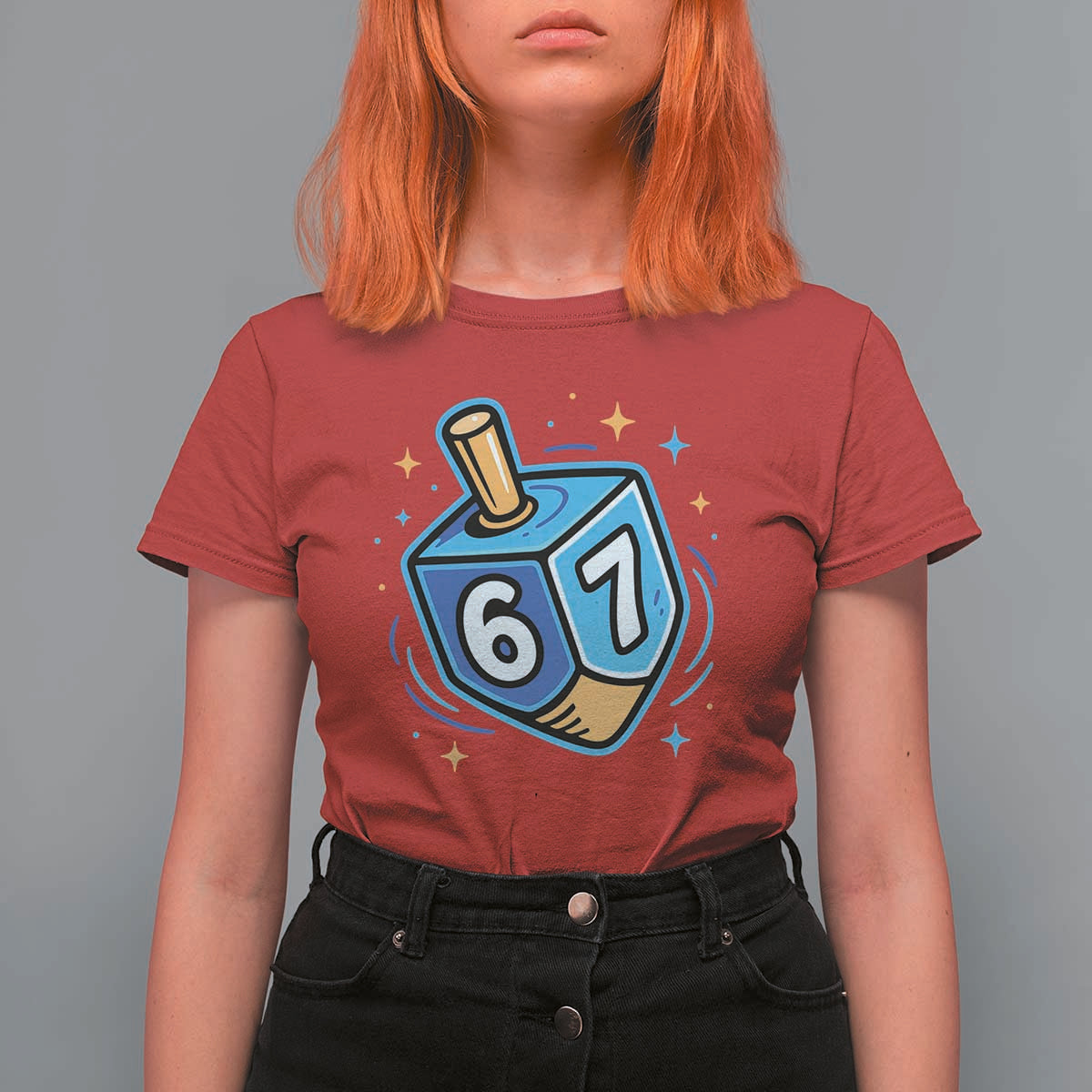 Funny 67 Hanukkah Dreidel T Shirt For Women Chanukah Star Of David - Wonder Print Shop