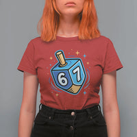 Funny 67 Hanukkah Dreidel T Shirt For Women Chanukah Star Of David - Wonder Print Shop