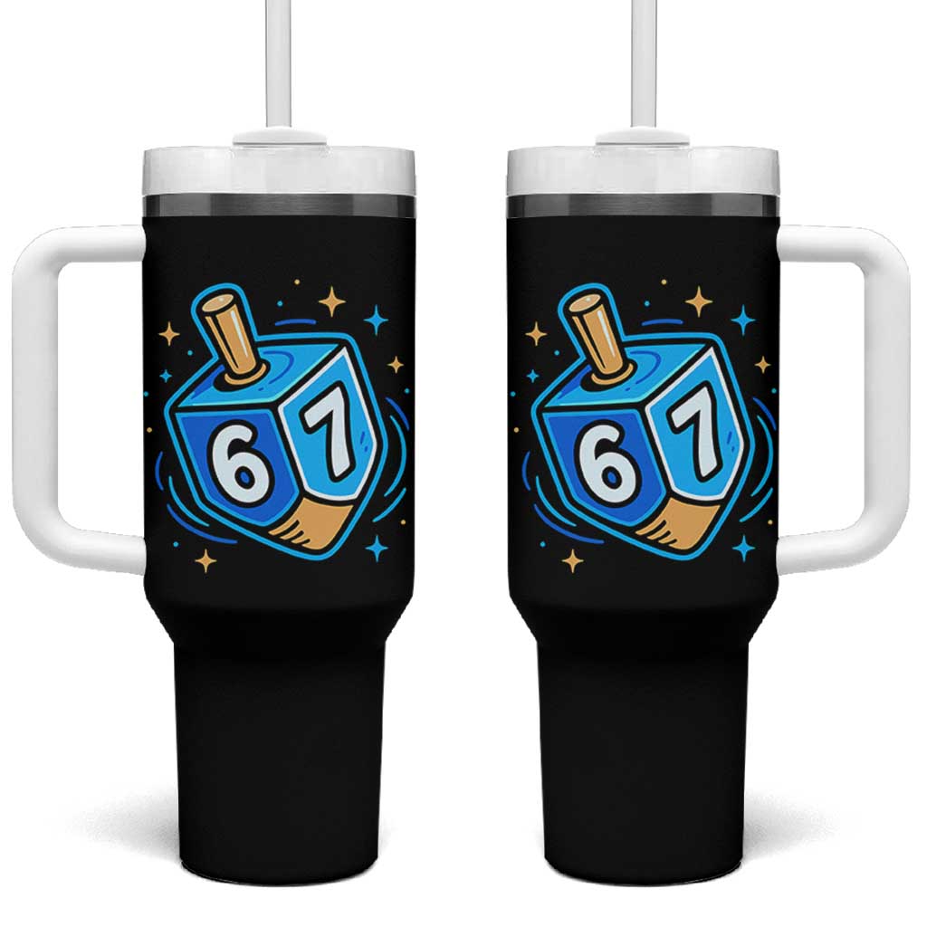 Funny 67 Hanukkah Dreidel Tumbler With Handle Chanukah Star Of David - Wonder Print Shop