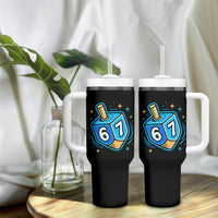 Funny 67 Hanukkah Dreidel Tumbler With Handle Chanukah Star Of David - Wonder Print Shop