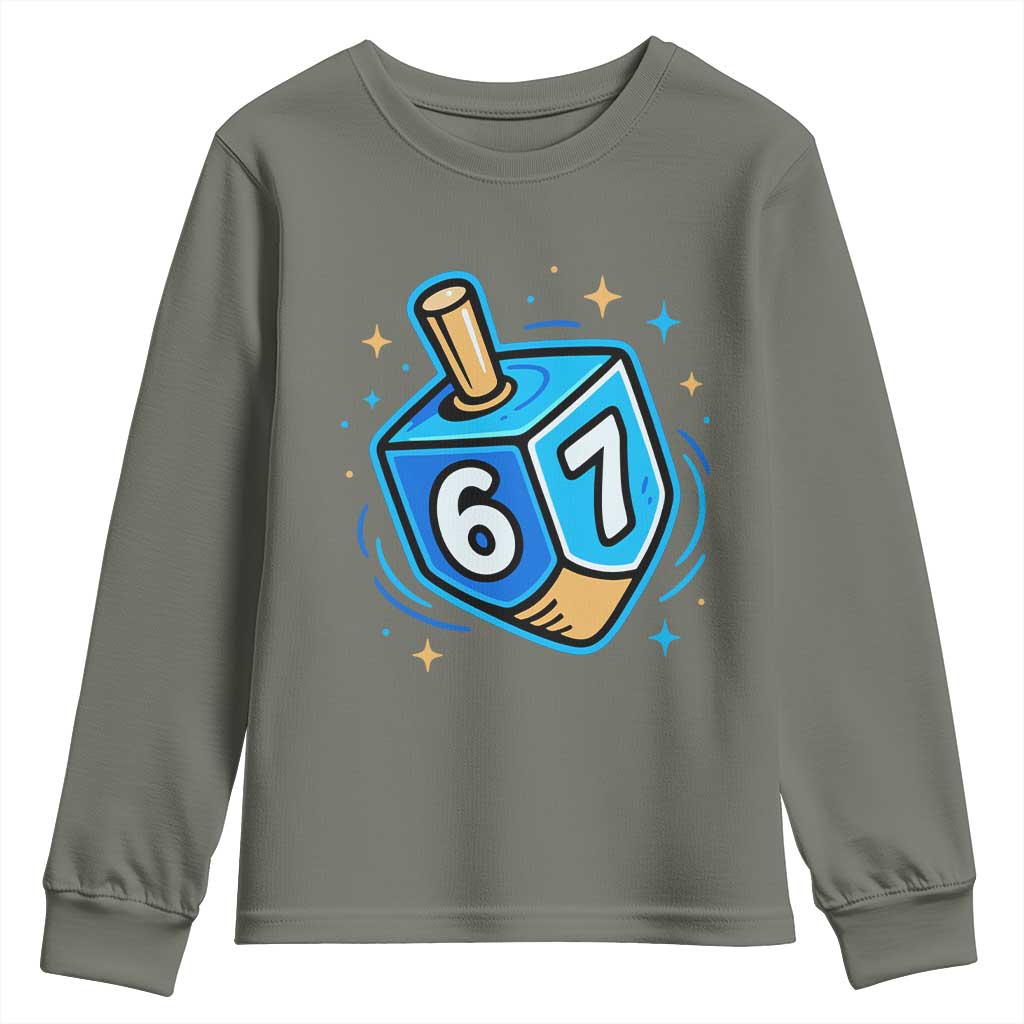 Funny 67 Hanukkah Dreidel Youth Sweatshirt Chanukah Star Of David - Wonder Print Shop