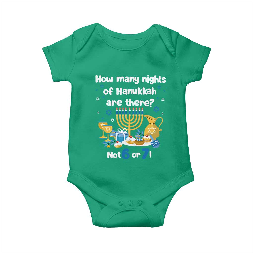 Funny 67 Hanukkah Baby Onesie How Many Nights Of Hanukkah Are There Not 6 or 7 - Wonder Print Shop