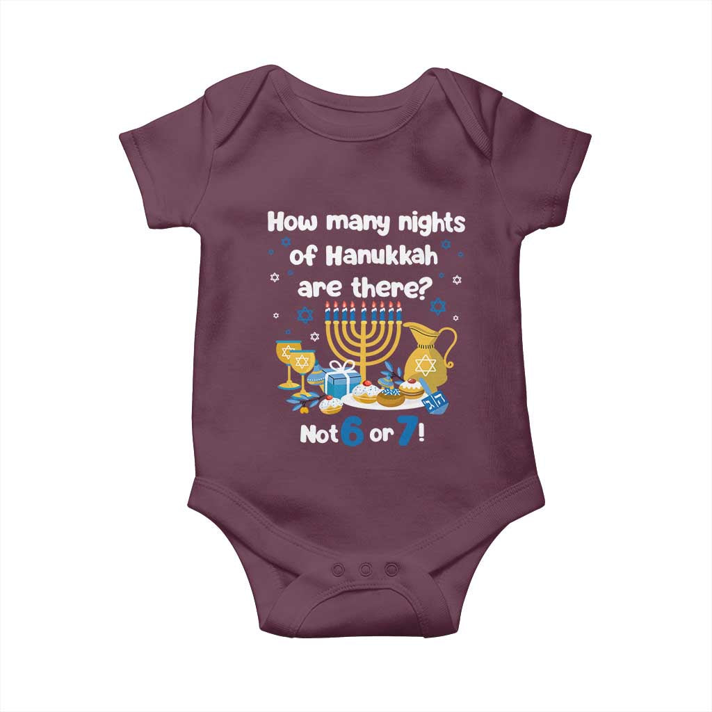 Funny 67 Hanukkah Baby Onesie How Many Nights Of Hanukkah Are There Not 6 or 7 - Wonder Print Shop