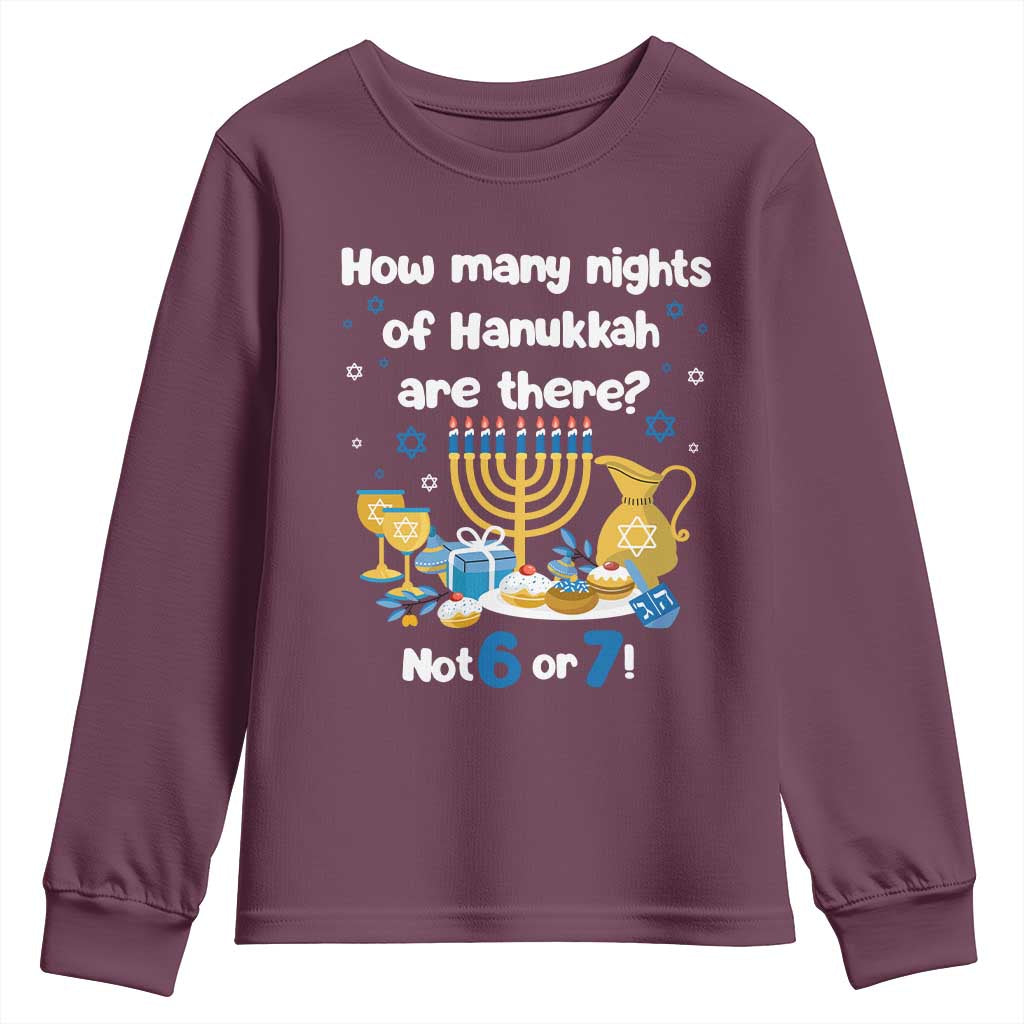 Funny 67 Hanukkah Youth Sweatshirt How Many Nights Of Hanukkah Are There Not 6 or 7 - Wonder Print Shop