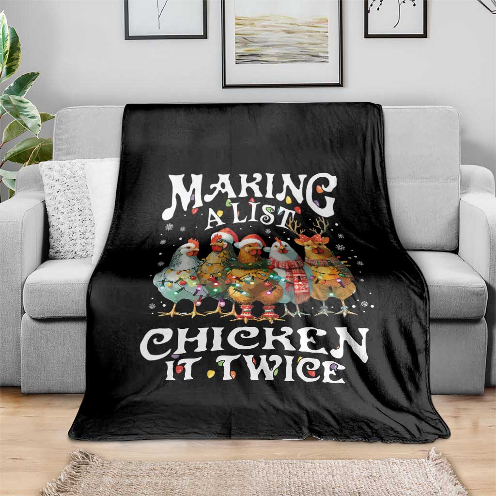 Making A List Chicken It Twice Throw Blanket Funny Christmas Chicken - Wonder Print Shop
