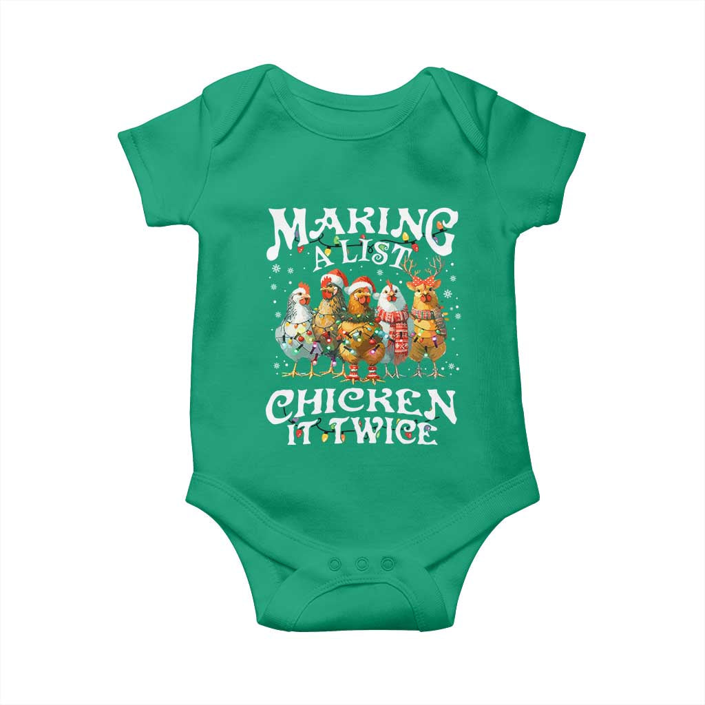 Making A List Chicken It Twice Baby Onesie Funny Christmas Chicken - Wonder Print Shop