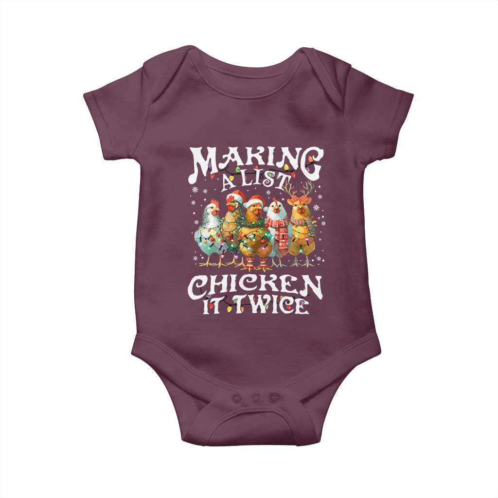 Making A List Chicken It Twice Baby Onesie Funny Christmas Chicken - Wonder Print Shop