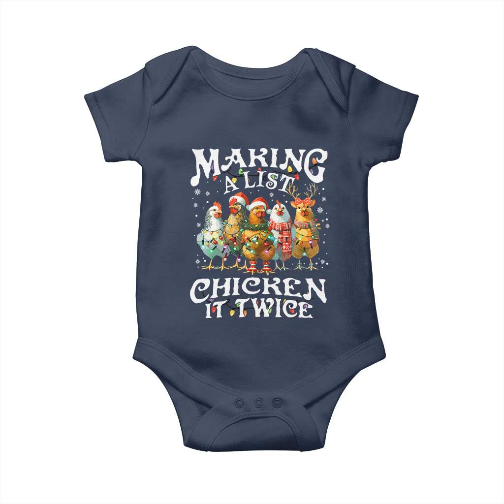 Making A List Chicken It Twice Baby Onesie Funny Christmas Chicken - Wonder Print Shop