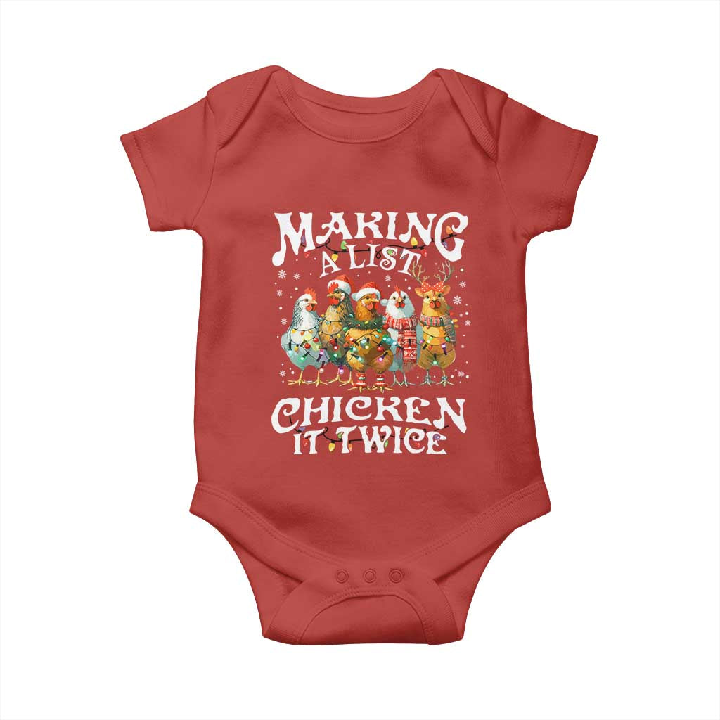 Making A List Chicken It Twice Baby Onesie Funny Christmas Chicken - Wonder Print Shop