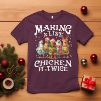Making A List Chicken It Twice T Shirt Funny Christmas Chicken - Wonder Print Shop