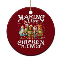 Making A List Chicken It Twice Ceramic Ornament Funny Christmas Chicken - Wonder Print Shop