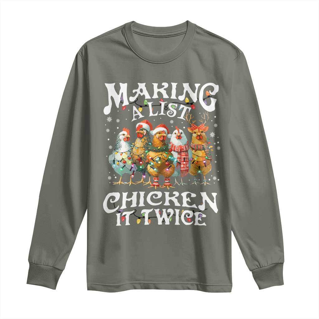 Making A List Chicken It Twice Long Sleeve Shirt Funny Christmas Chicken - Wonder Print Shop