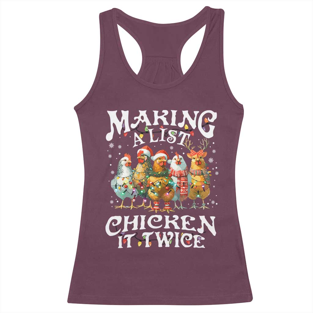 Making A List Chicken It Twice Racerback Tank Top Funny Christmas Chicken - Wonder Print Shop