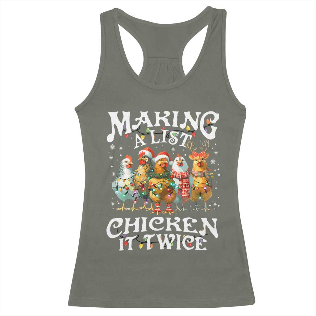 Making A List Chicken It Twice Racerback Tank Top Funny Christmas Chicken - Wonder Print Shop