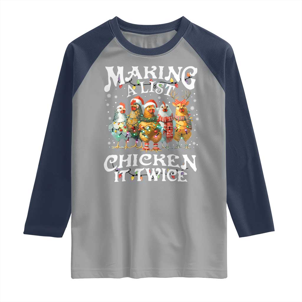 Making A List Chicken It Twice Raglan Shirt Funny Christmas Chicken - Wonder Print Shop