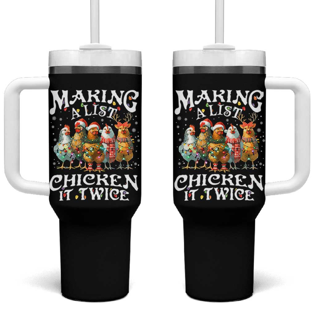 Making A List Chicken It Twice Tumbler With Handle Funny Christmas Chicken - Wonder Print Shop