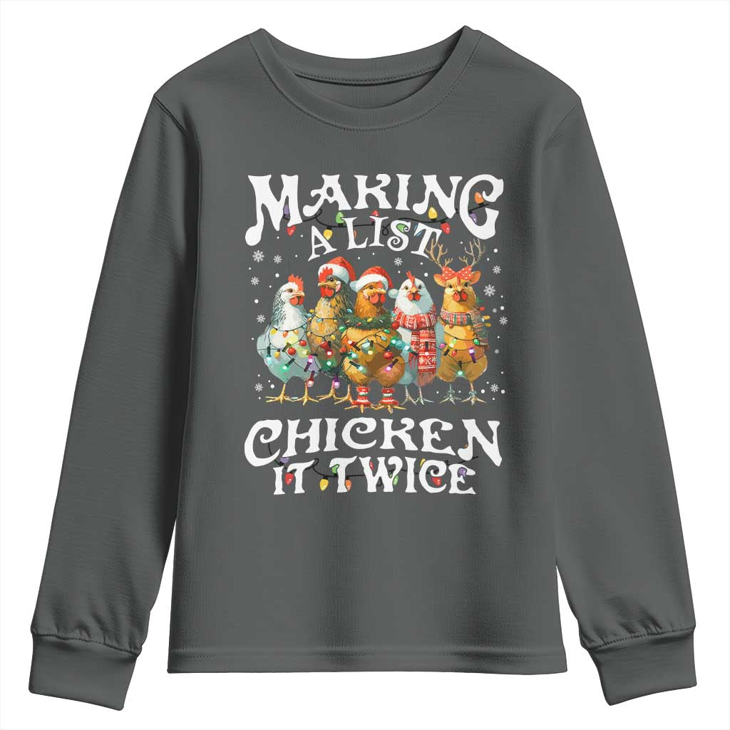 Making A List Chicken It Twice Youth Sweatshirt Funny Christmas Chicken - Wonder Print Shop