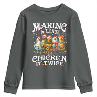 Making A List Chicken It Twice Youth Sweatshirt Funny Christmas Chicken - Wonder Print Shop