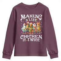 Making A List Chicken It Twice Youth Sweatshirt Funny Christmas Chicken - Wonder Print Shop