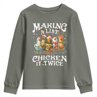 Making A List Chicken It Twice Youth Sweatshirt Funny Christmas Chicken - Wonder Print Shop