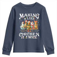 Making A List Chicken It Twice Youth Sweatshirt Funny Christmas Chicken - Wonder Print Shop