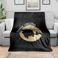 Funny Farmer Christmas Throw Blanket Xmas Santa Farm Tractor Moon - Wonder Print Shop