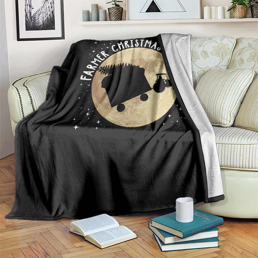 Funny Farmer Christmas Throw Blanket Xmas Santa Farm Tractor Moon - Wonder Print Shop