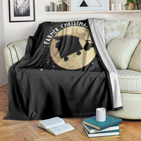 Funny Farmer Christmas Throw Blanket Xmas Santa Farm Tractor Moon - Wonder Print Shop