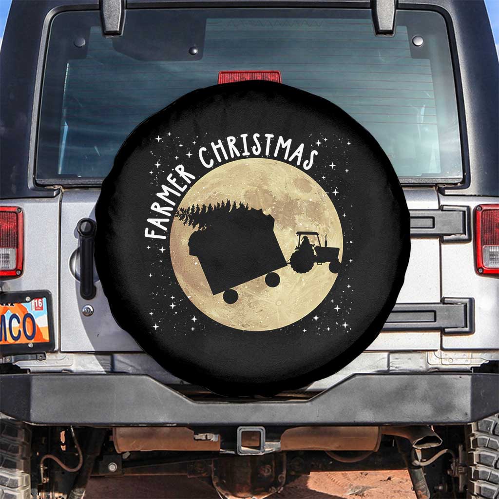Funny Farmer Christmas Spare Tire Cover Xmas Santa Farm Tractor Moon - Wonder Print Shop