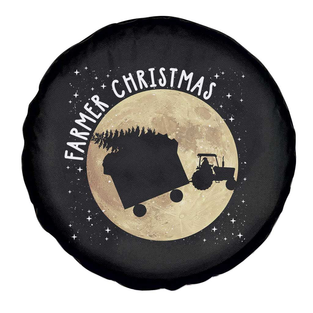 Funny Farmer Christmas Spare Tire Cover Xmas Santa Farm Tractor Moon - Wonder Print Shop