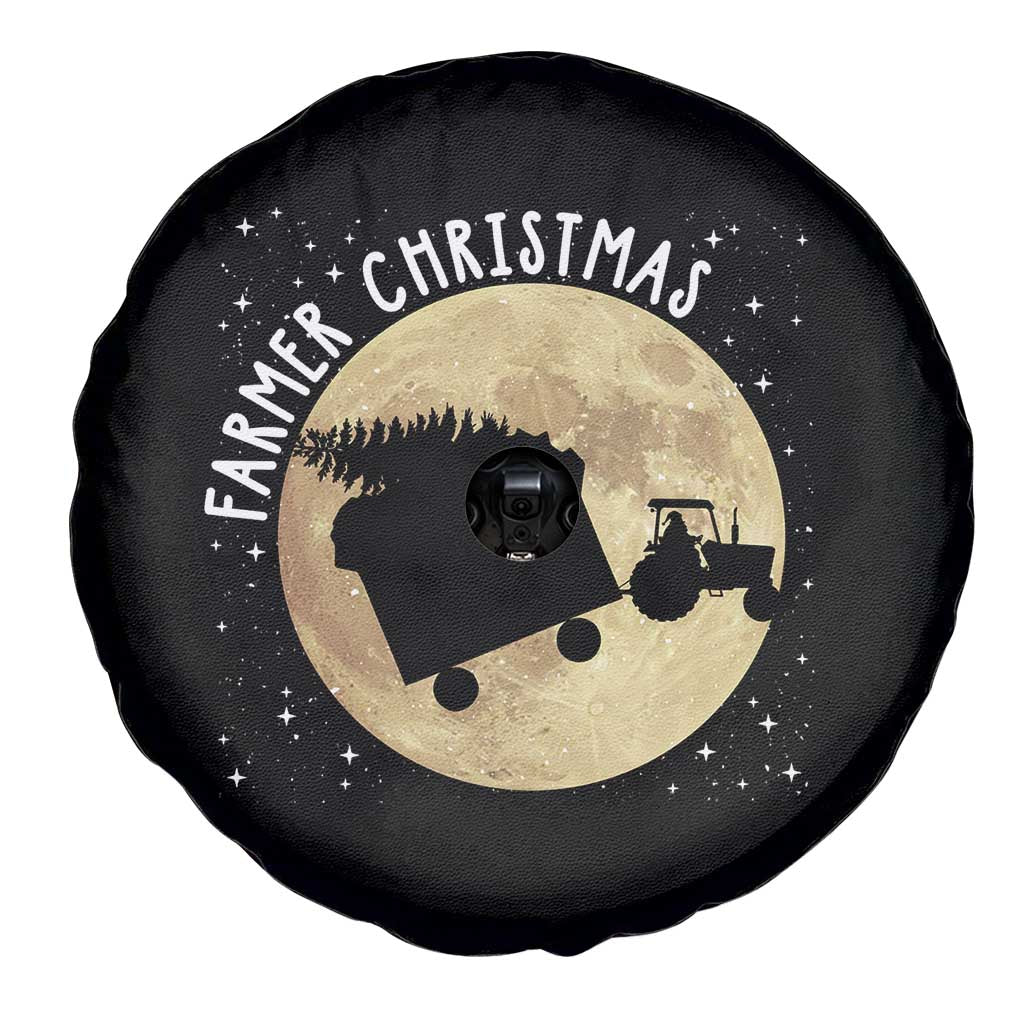 Funny Farmer Christmas Spare Tire Cover Xmas Santa Farm Tractor Moon - Wonder Print Shop