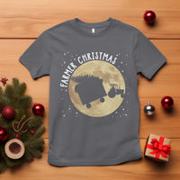 Funny Farmer Christmas T Shirt Xmas Santa Farm Tractor Moon - Wonder Print Shop