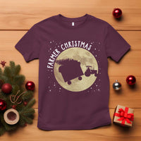 Funny Farmer Christmas T Shirt Xmas Santa Farm Tractor Moon - Wonder Print Shop